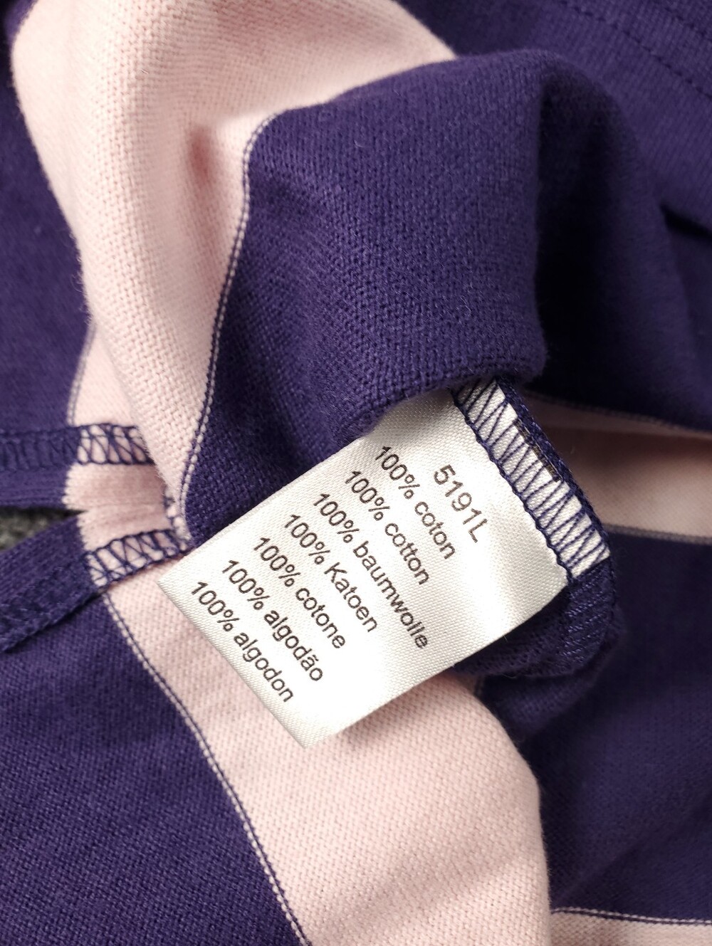 Lacoste Rugby Polo Shirt 2XL Long Sleeve Striped Purple Pink Contrast Collar - Picture 9 of 11